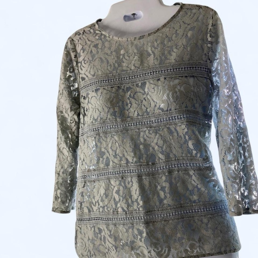The Limited Light Blue Lace Embellished Blouse XS